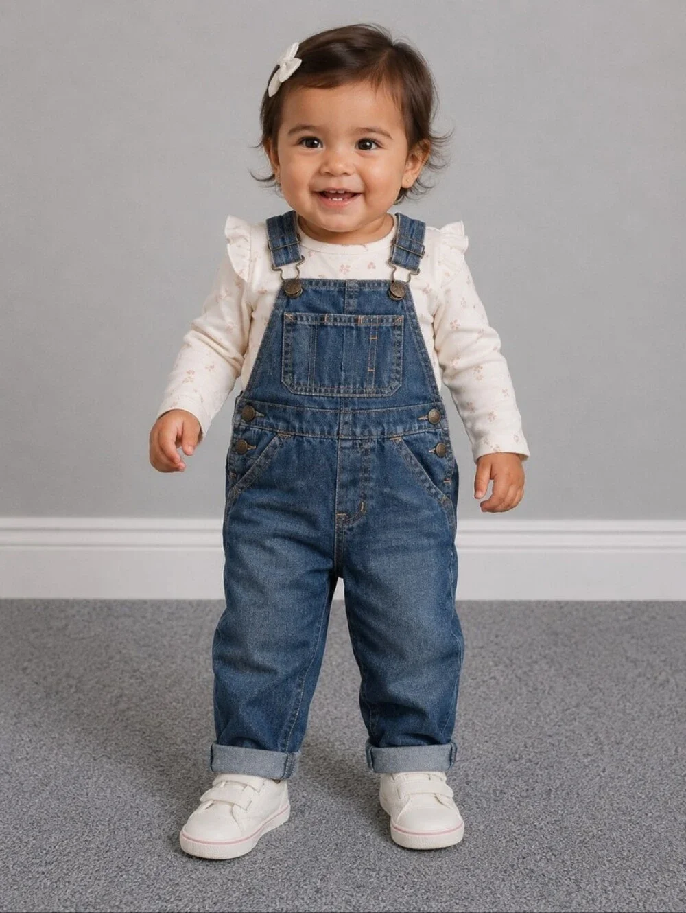 BABY GAP Lined Overall Jeans Denim Snap Button 18-24M